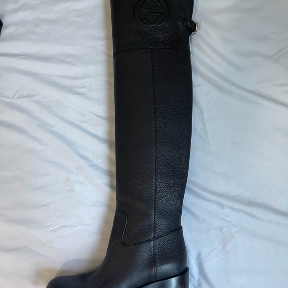 GUCCI Over The Knee Black Leather Boots w/Box EUR 37 | US 6 | UK 4 | hardly worn - Picture 15 of 16